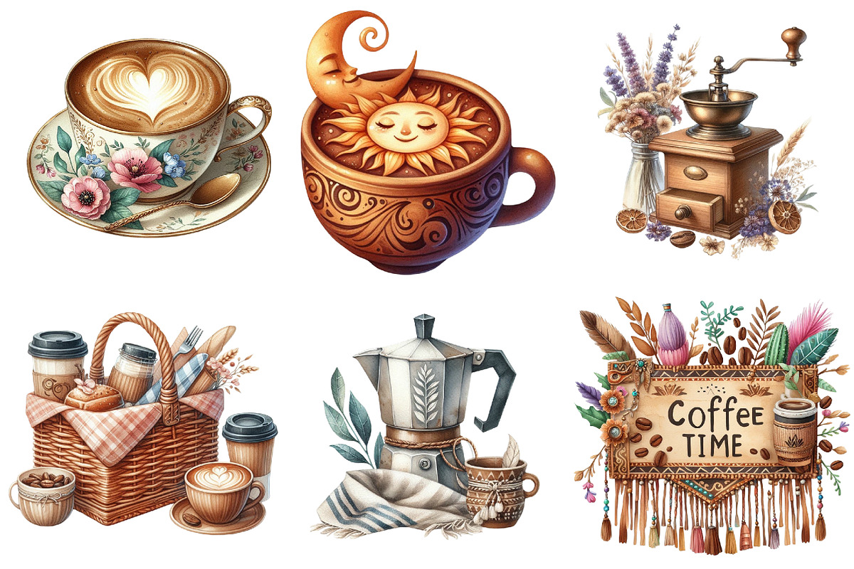 Boho Summer Coffee Time Clipart, an Illustration by Pixels.Craft (Photo 5 of 9)