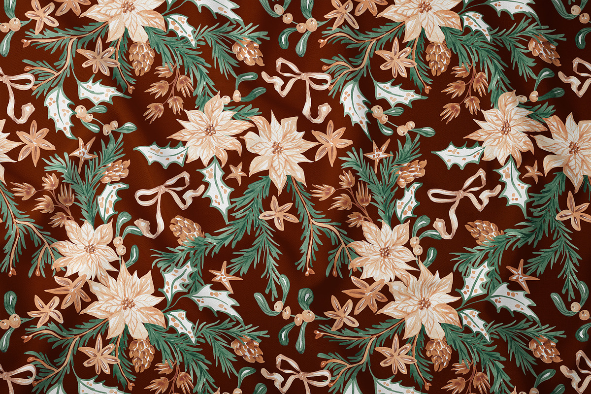 Christmas Botanicals Repeat Print, a Pattern Graphic by SirenaArt (Photo 8 of 21)