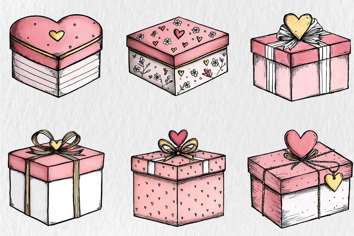 Valentine Day Gift Box Clipart, a Seasonal Illustration by Rose Art (Photo 3 of 6)