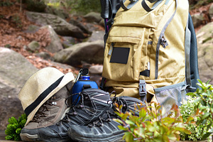 Backpack hiking featuring backpack, hiking, and travel