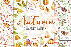 Autumn. Seamless Patterns.