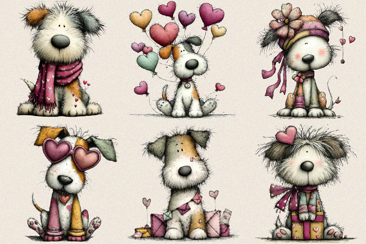 Whimsical Valentine Dog Clipart Bun, an Illustration by SVGArt (Photo 6 of 8)