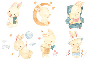 BUNNIES And CALENDAR 2023,watercolor