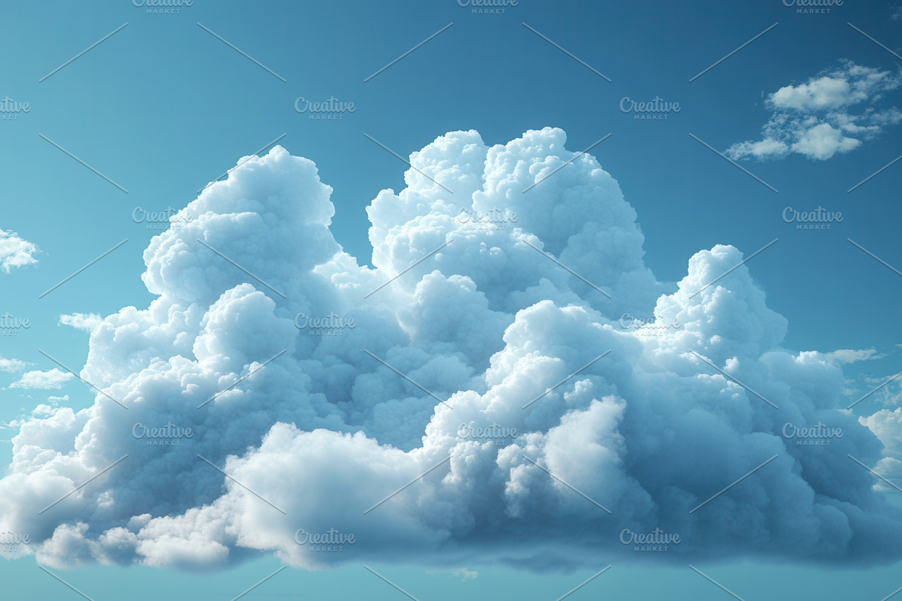 Majestic fluffy clouds drift across, a Photo by Tanuart