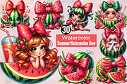 Summer Watermelon Coquette Bow Subli, an Illustration by SVGArt (Thumbnail 1 of 8)