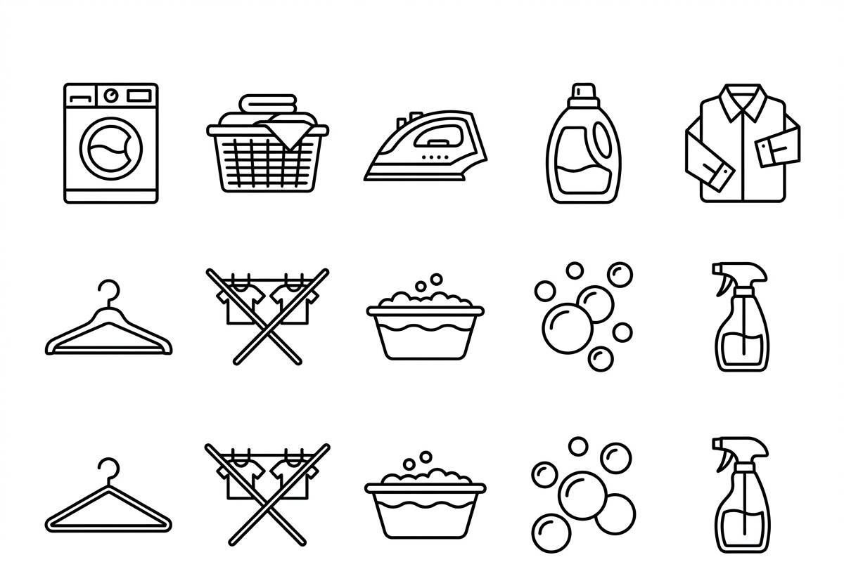 Bundles Set Laundry Vector Icons, an Outline Icon by adenpinkstore (Photo 2 of 10)