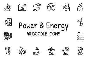 Energy and Power 40 doodle icons