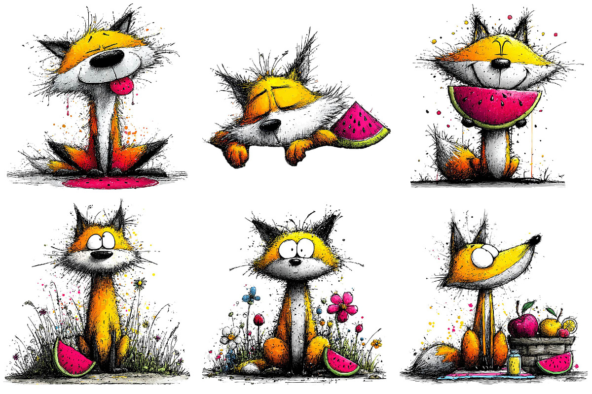 Summer Fox Enjoy Watermelon Clipart, an Illustration by DreamPrint404 (Photo 5 of 7)