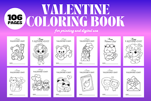 Valentine's Day Coloring Book, a Print Template by Art's and patterns