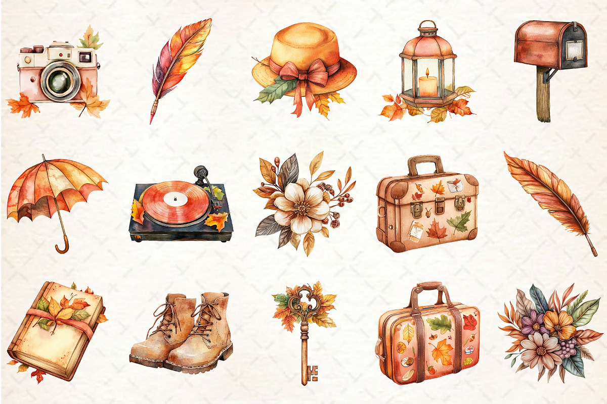 Vintage Autumn Sublimation Clipart, an Illustration by Rose Art (Photo 2 of 4)