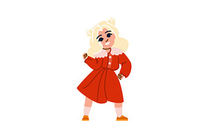 Smiling blond girl dancing wearing, an Object Illustration by pikepicture