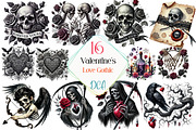 Love Gothic Valentine's Day Clipart, an Illustration by DreamCafeArt (Thumbnail 1 of 4)
