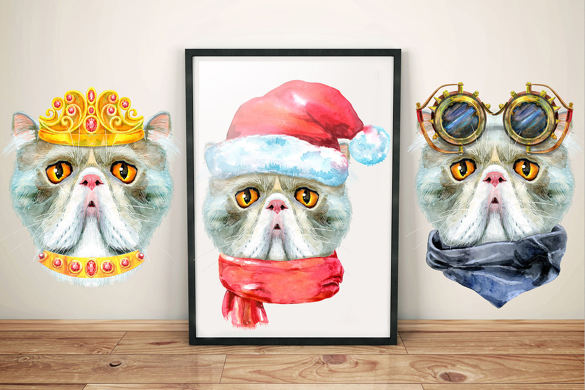 Portraits of Exotic Shorthair cat, an Animal Illustration by Watercolor fantasy (Photo 6 of 6)