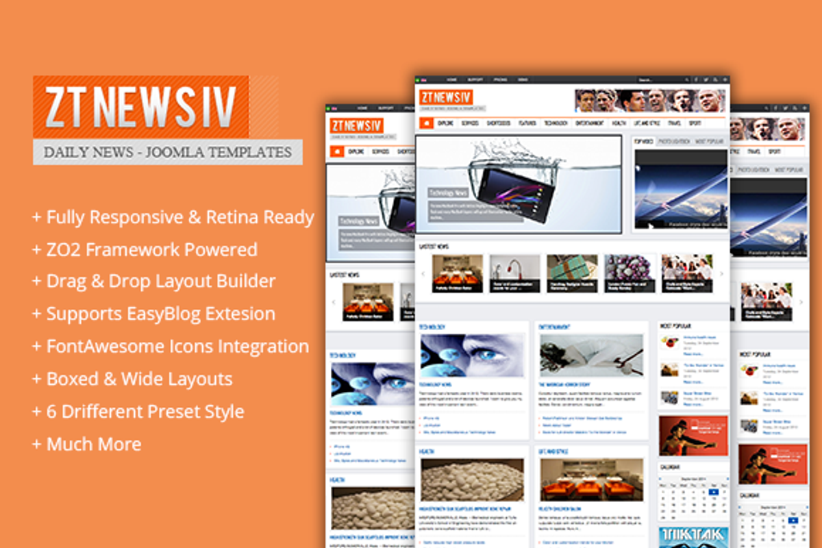 ZT News 4 magazine joomla theme, a Templates & Theme by zootemplate