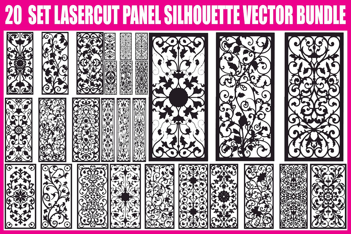 Floral Ornament Silhouette Panels, an Illustration by Designer_Momina (Photo 1 of 20)