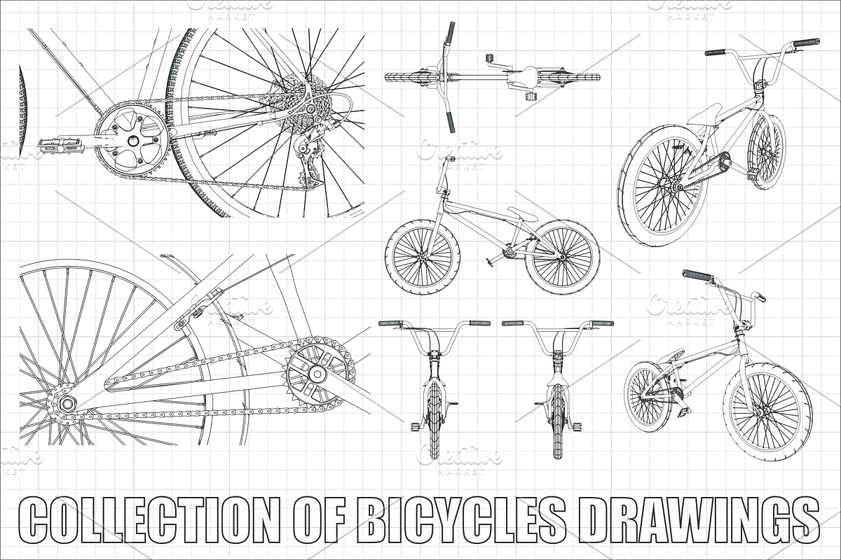 Bicycles drawings Set, an Illustration by Blacklight (Photo 6 of 8)