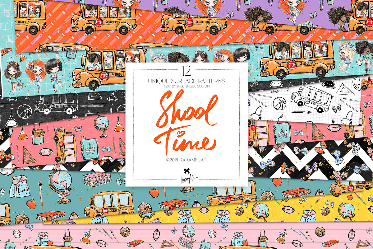 Back to School Seamless Patterns, a Pattern Graphic by KaramfilaS (Photo 1 of 8)