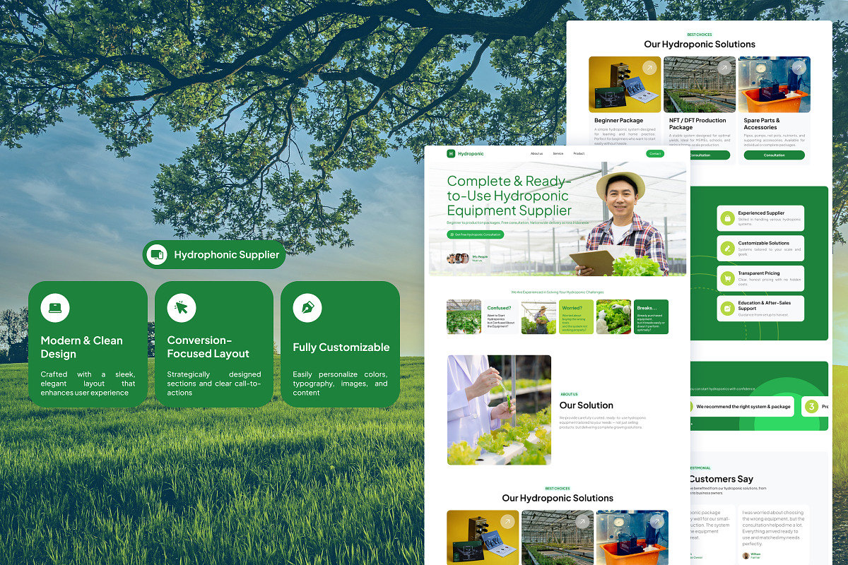 Hydroponic Landing Page Template, a Landing Page Template by Font Kingdom (Photo 3 of 5)