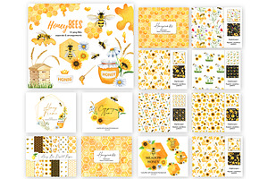 Honey Bee Watercolor Bundle