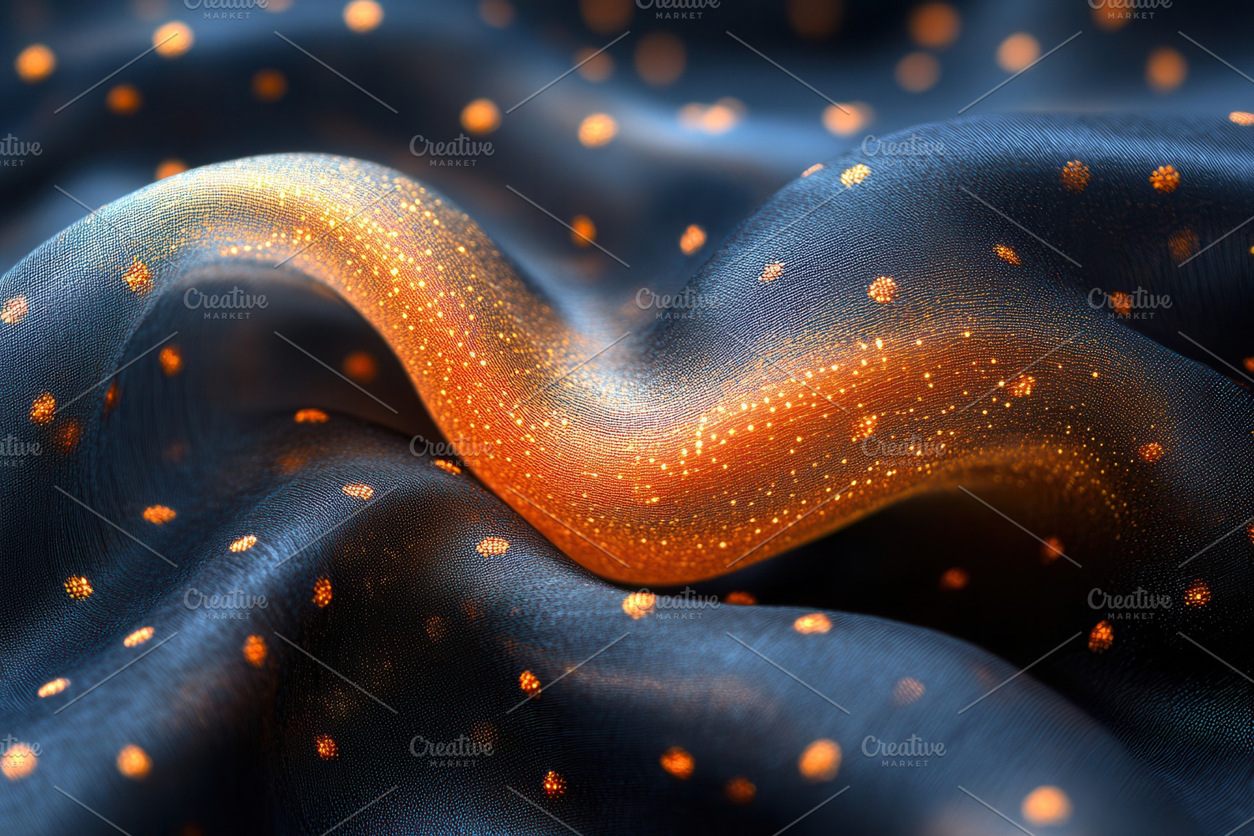 Swirling fabric with vibrant orange, a Photo by Tanuart
