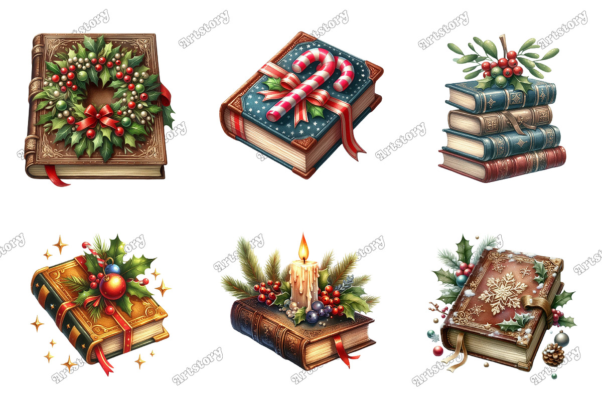 Vintage Book Christmas Sublimation, an Illustration by designcity5 (Photo 2 of 5)
