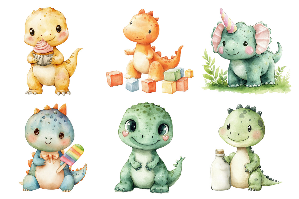 Cute Kawaii Dinosaurs Sublimation, an Illustration by Daily.Designs (Photo 3 of 5)