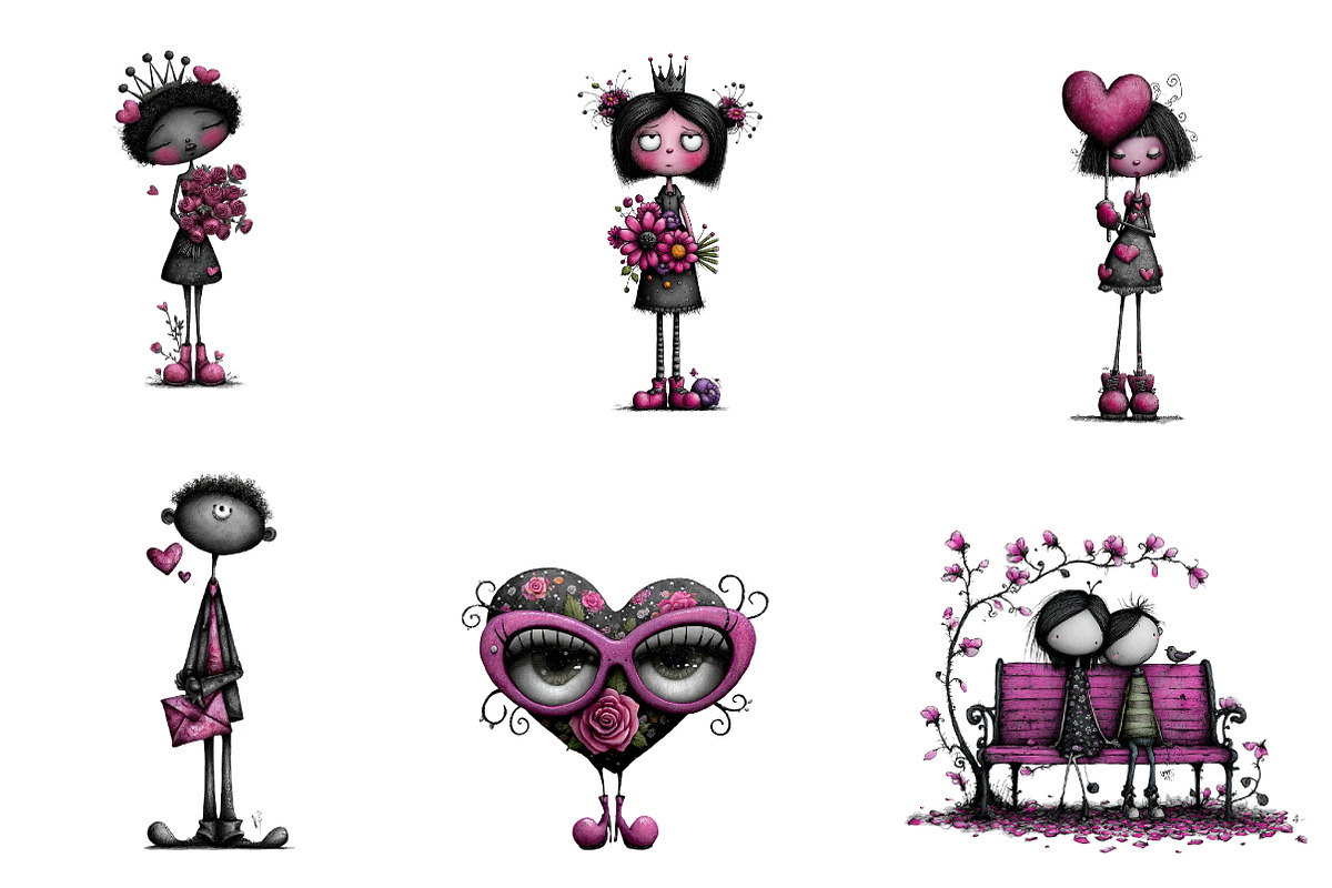 Whimsical black romance clipart, an Illustration by CreationArt (Photo 4 of 7)