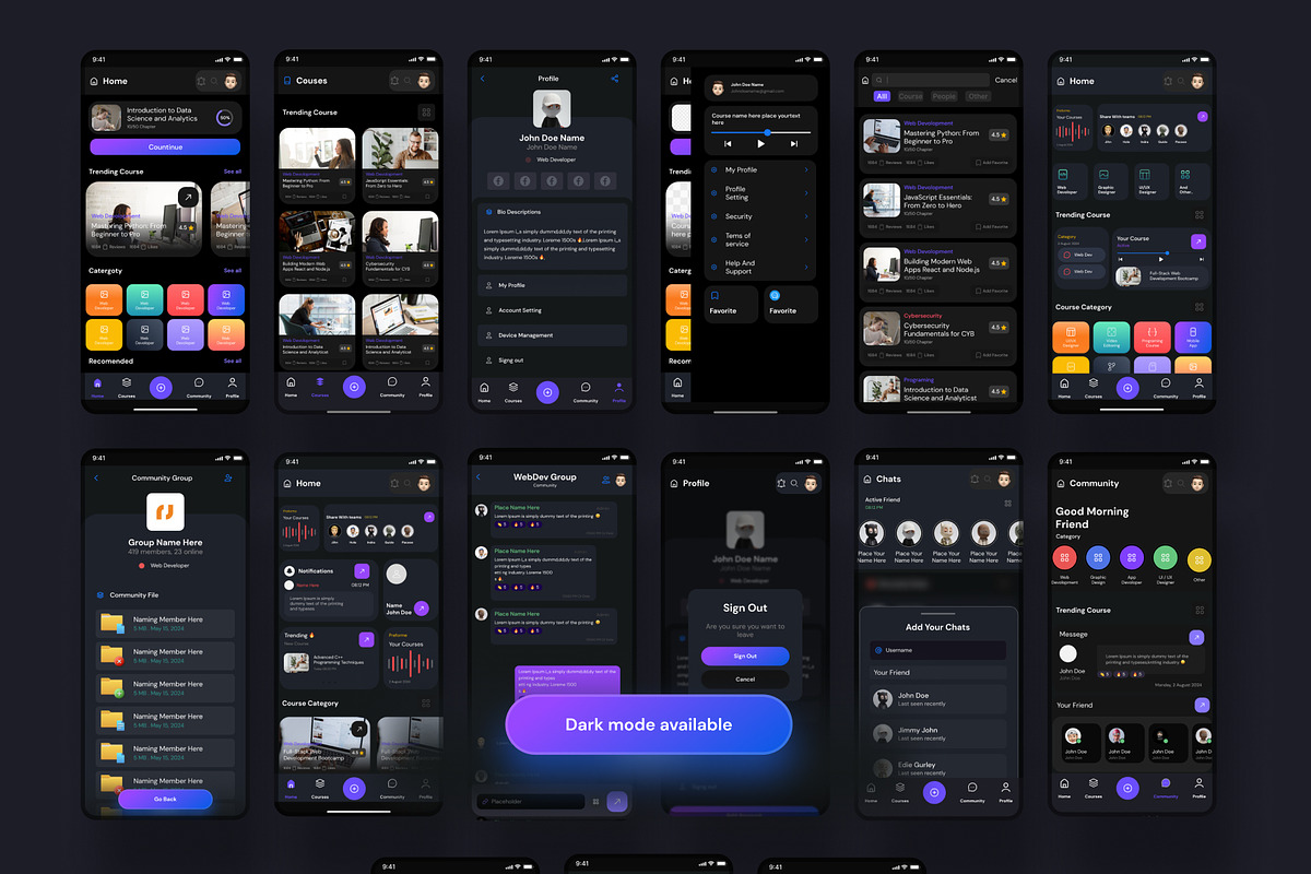 U Smart Course Mobile App UI Kit, an UI Kit Template by Pixel Blend (Photo 6 of 7)