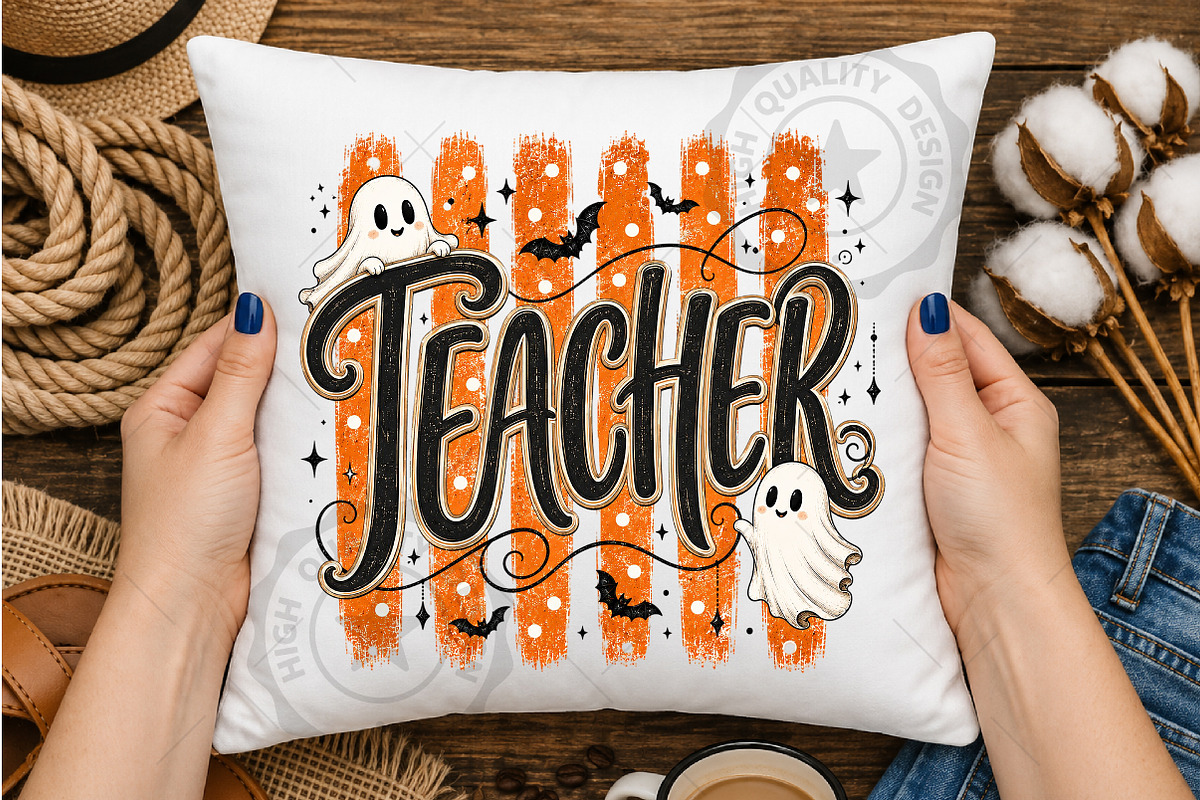 Spooky Halloween Ghost Teacher PNG, a Seasonal Illustration by OK Design (Photo 5 of 5)
