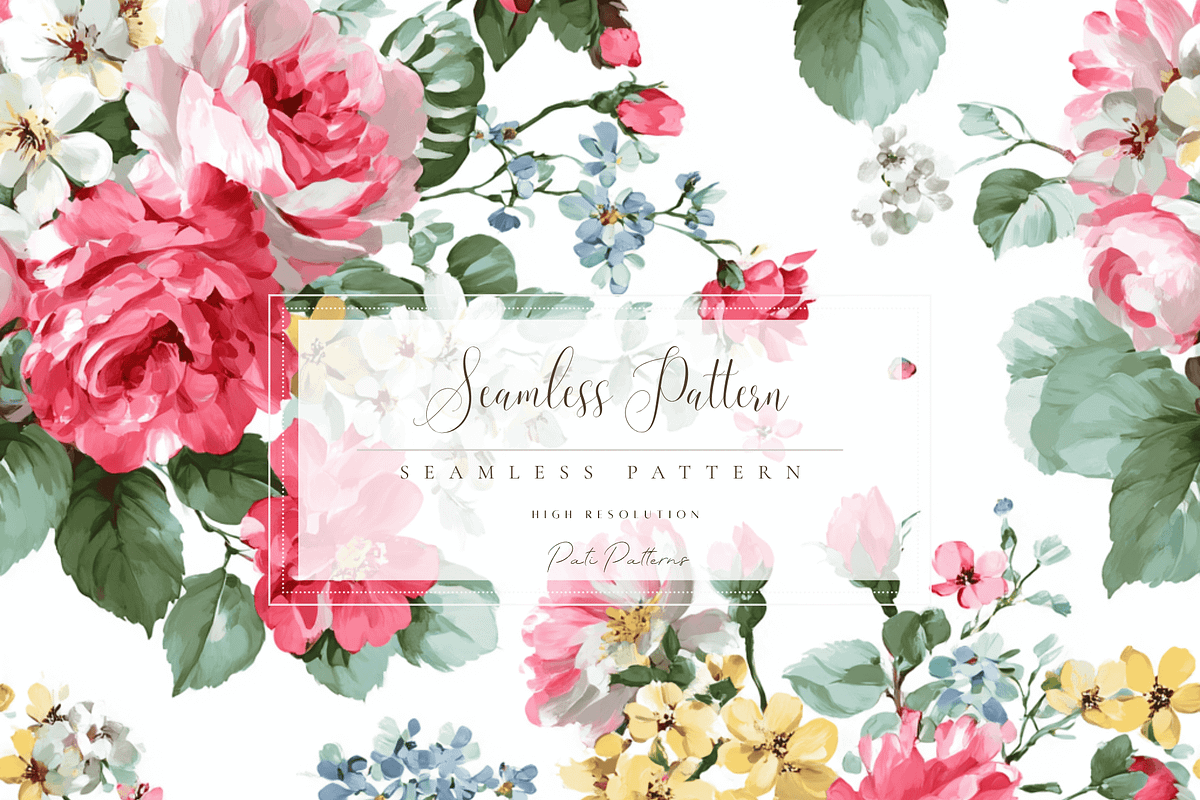 Vintage Floral Seamless Pattern, a Pattern Graphic by Pati Charm Studio (Photo 1 of 6)
