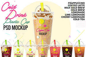 Cold Drink Plastic Cup PSD Mockup