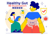 10 Healthy Gut Illustration, a Healthcare Illustration by denayunebgt (Thumbnail 1 of 4)