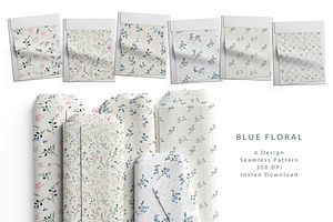 6 Seamless Pattern: Blue Floral
