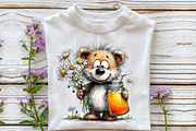 Whimsical Daisy Teddy Bear Clipart, a Seasonal Illustration by OK Design (Thumbnail 5 of 6)