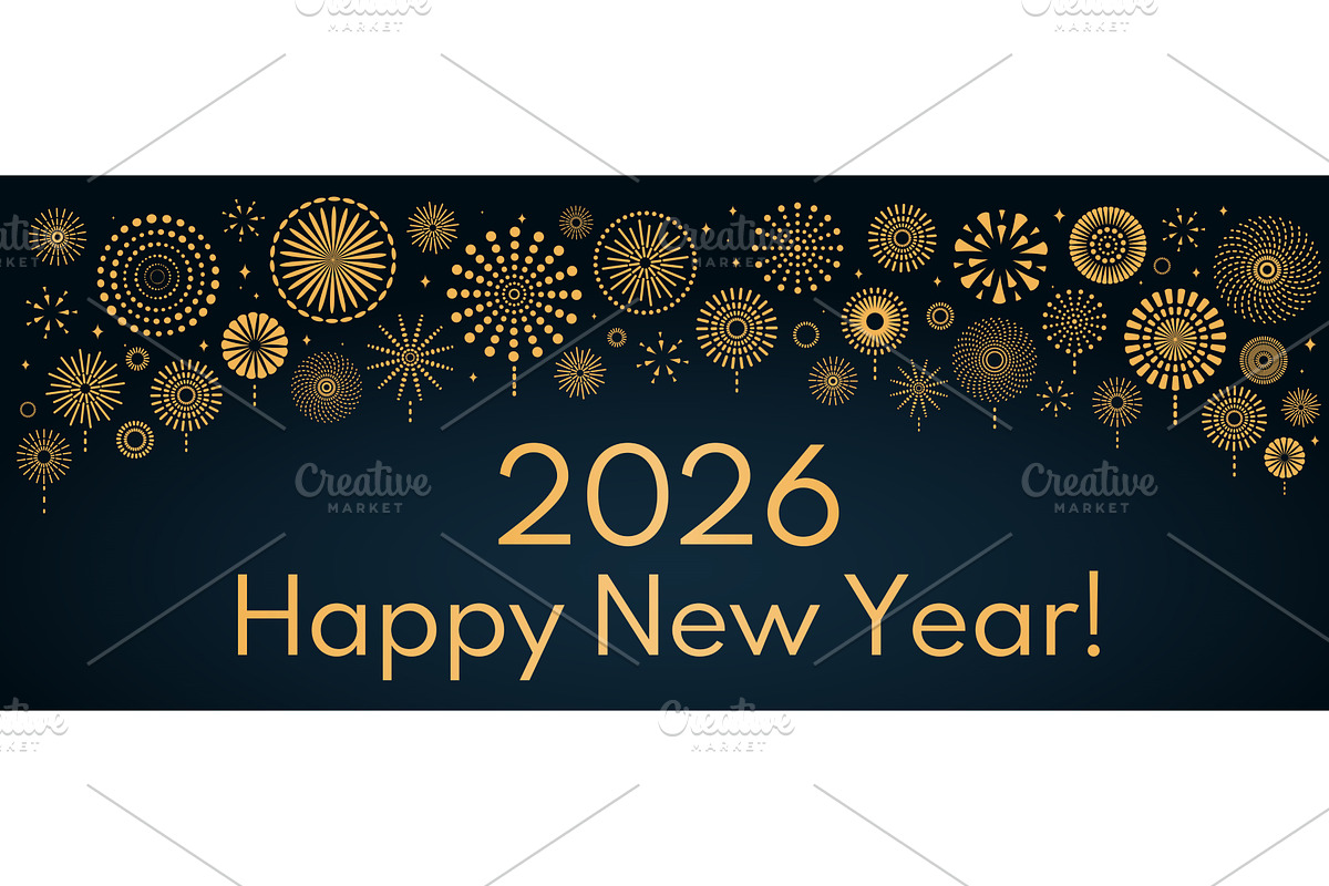 2026 New Year golden fireworks, a Background Graphic by sceptical cactus