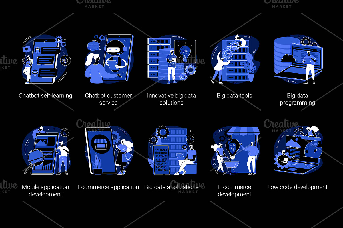 Development UI illustrations vol.2, a Templates & Theme by Visual ...
