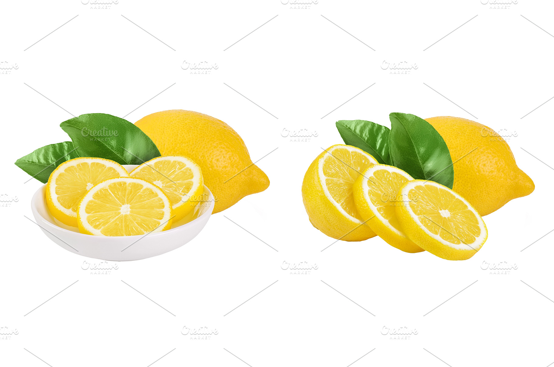 Ripe lemon slices in ceramic bowl, a Food & Drink Photo by NataPhoto
