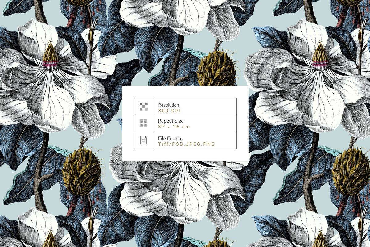 Magnolia Luxe Botanical Pattern., a Pattern Graphic by TSTUDIO (Photo 3 of 11)