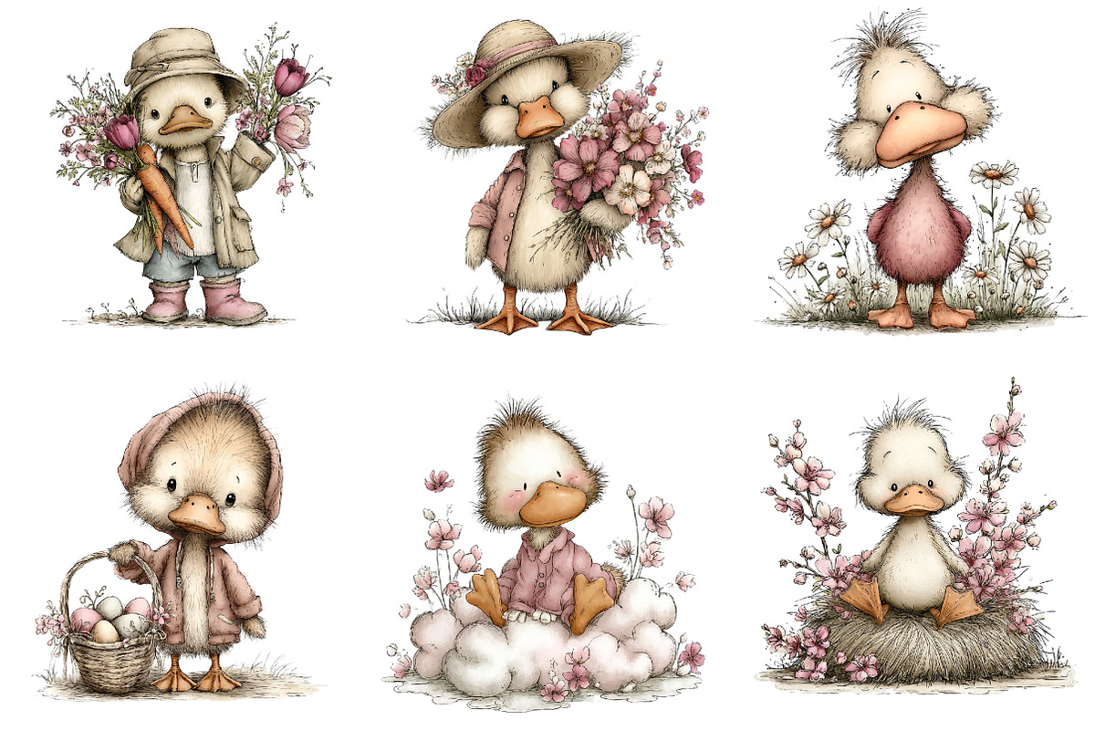 Whimsical Easter Duck Clipart Bundle, an Illustration by Dream Creation (Photo 4 of 7)