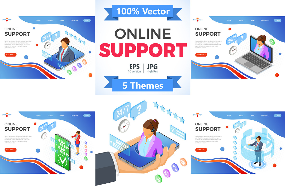 Isometric Online Customer Support, a Person Illustration by TAlex (Photo 1 of 6)