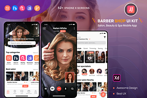 Barber Haircut, Salon & Beauty UI KI