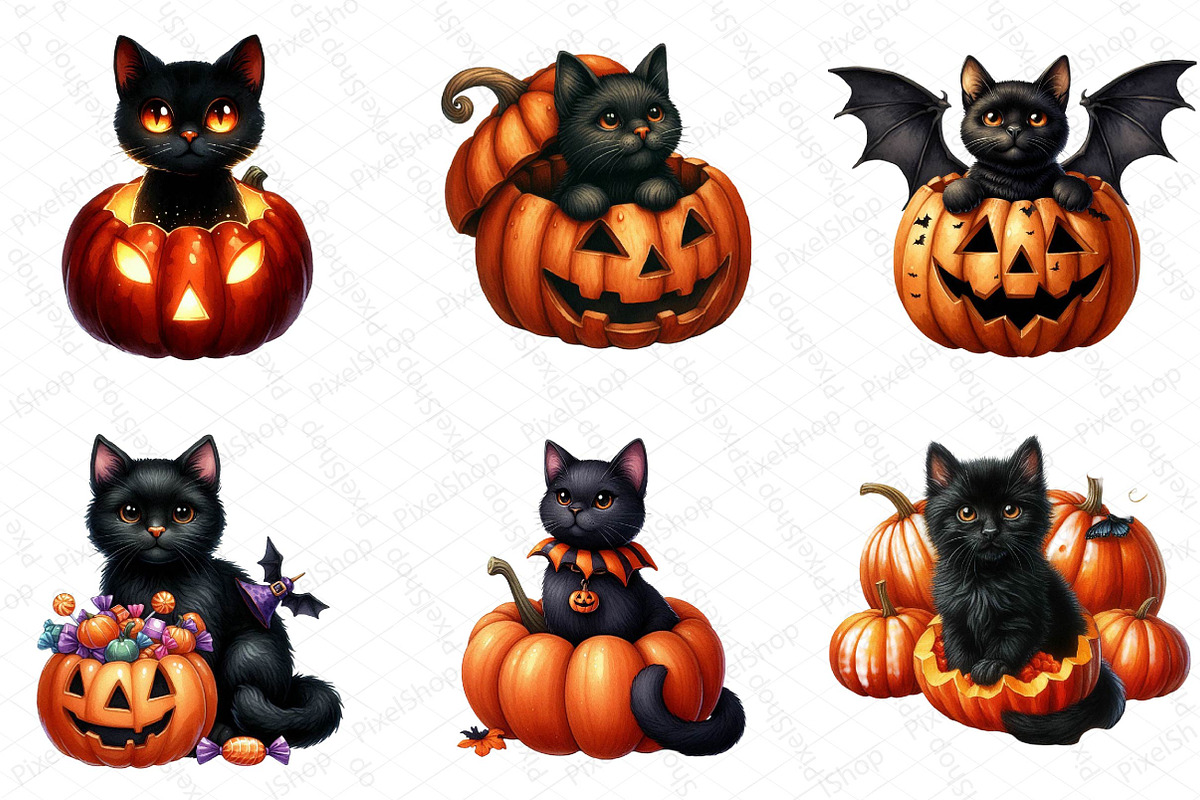 Black Cat in Pumpkin Halloween, an Illustration by DreamPrint404 (Photo 2 of 4)