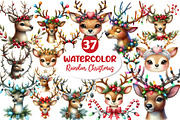 Reindeer Face Christmas Clipart, an Illustration by Dream Creation (Thumbnail 1 of 7)