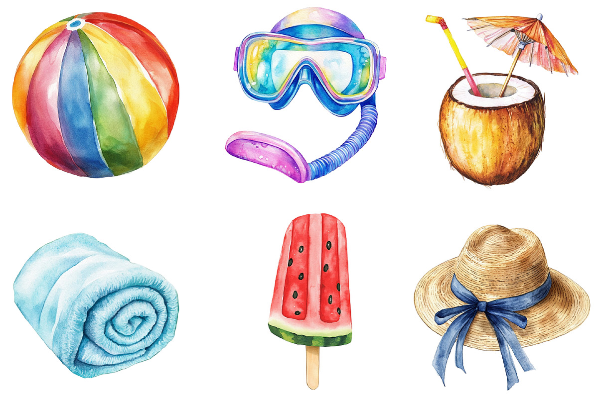 Summer Swimming Clipart, an Illustration by SinaCreation (Photo 2 of 4)