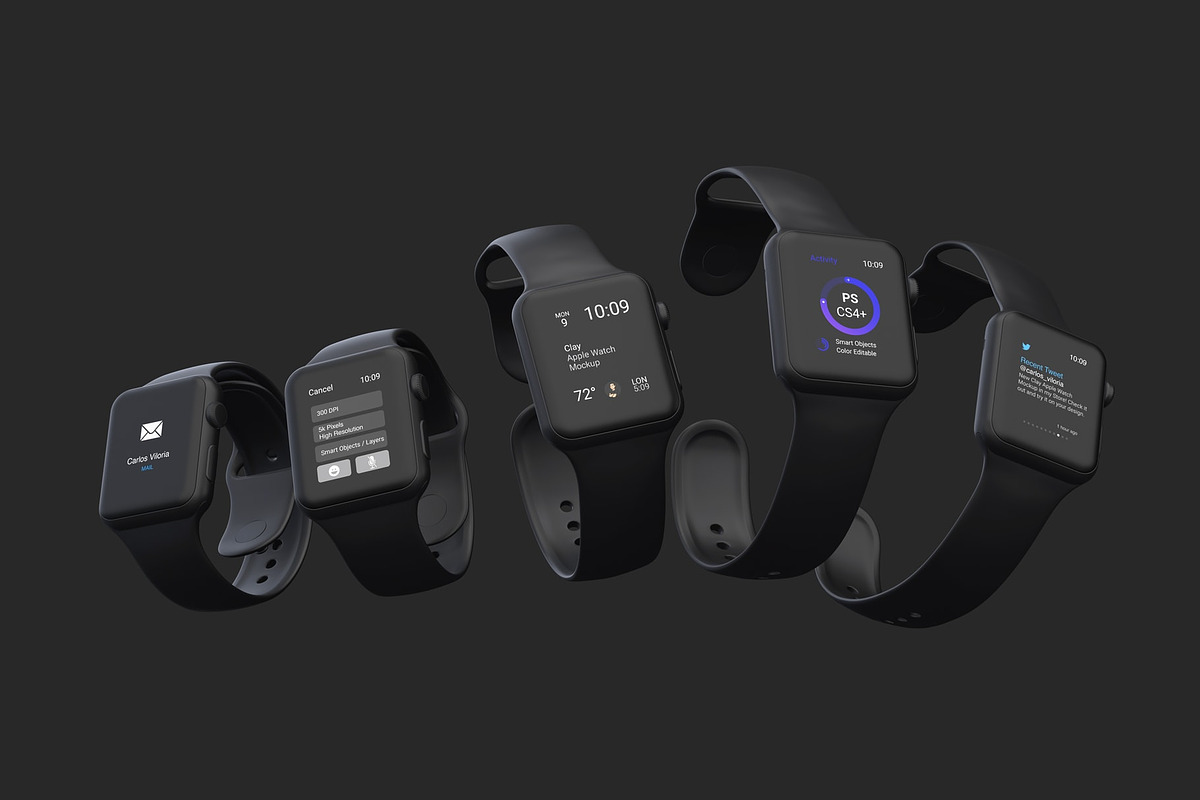 Clay Apple Watch Mockups Pack 01, a Wearable Device Mockup by Mockups by Carlos Viloria (Photo 25 of 25)