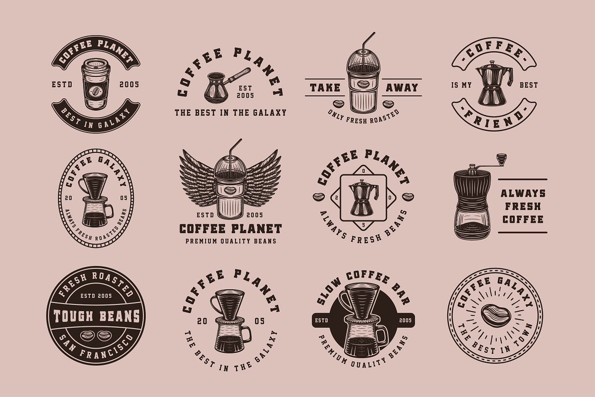Vintage coffee emblems part 3, a Branding & Logo Template by AkimD (Photo 3 of 4)