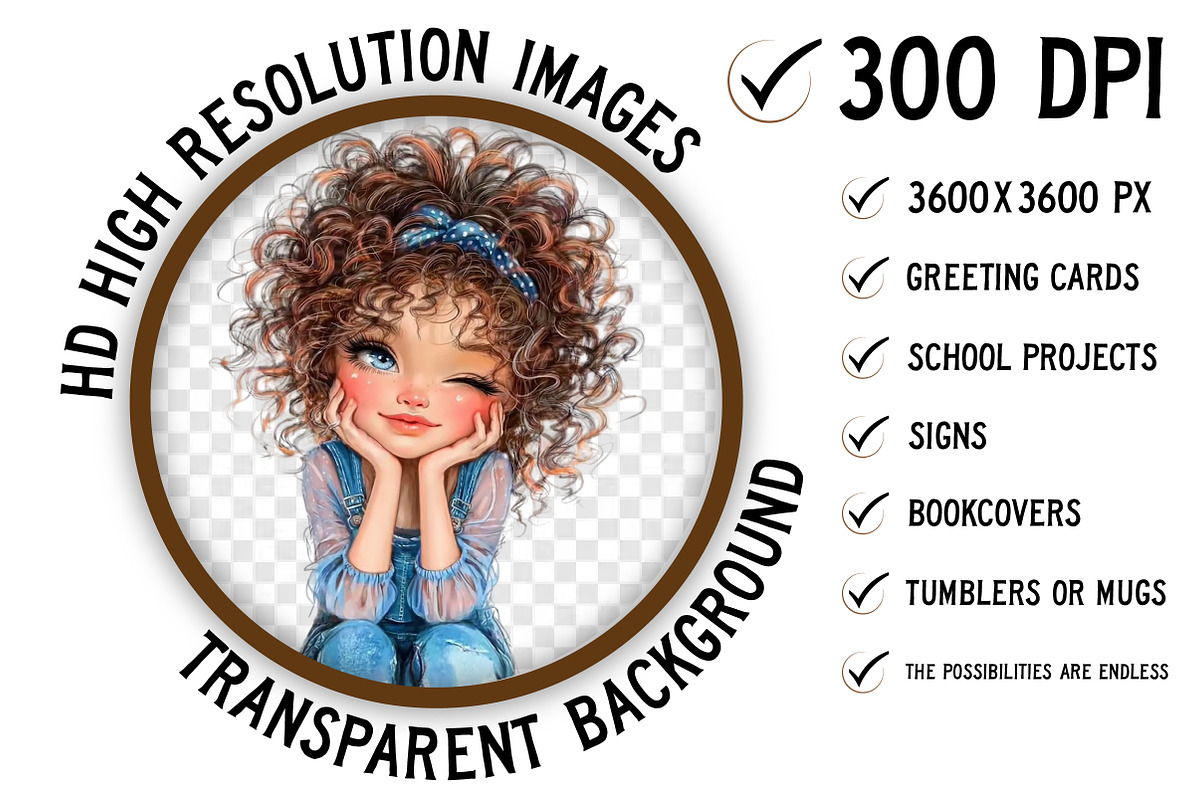 Quirky Cute Little Girl Clipart, an Illustration by Craft Nest (Photo 2 of 10)