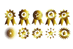 Set of golden medals with stars, an Object Illustration by Nenahliadava Design