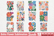 Boho Retro Flower Sublimation Bundle, an Illustration by Actual Pixel (Thumbnail 1 of 13)