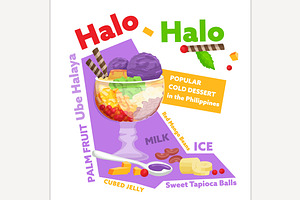 Halo Halo. Traditional Shaved Ice, a Food Illustration by Anna's Shop
